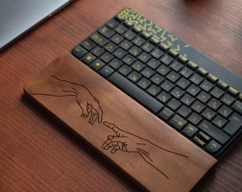 Custom Engraved Wrist Rest support for Mechanical keyboard | Limited Handmade Wood keyboard wrist pad | Hand rest piece