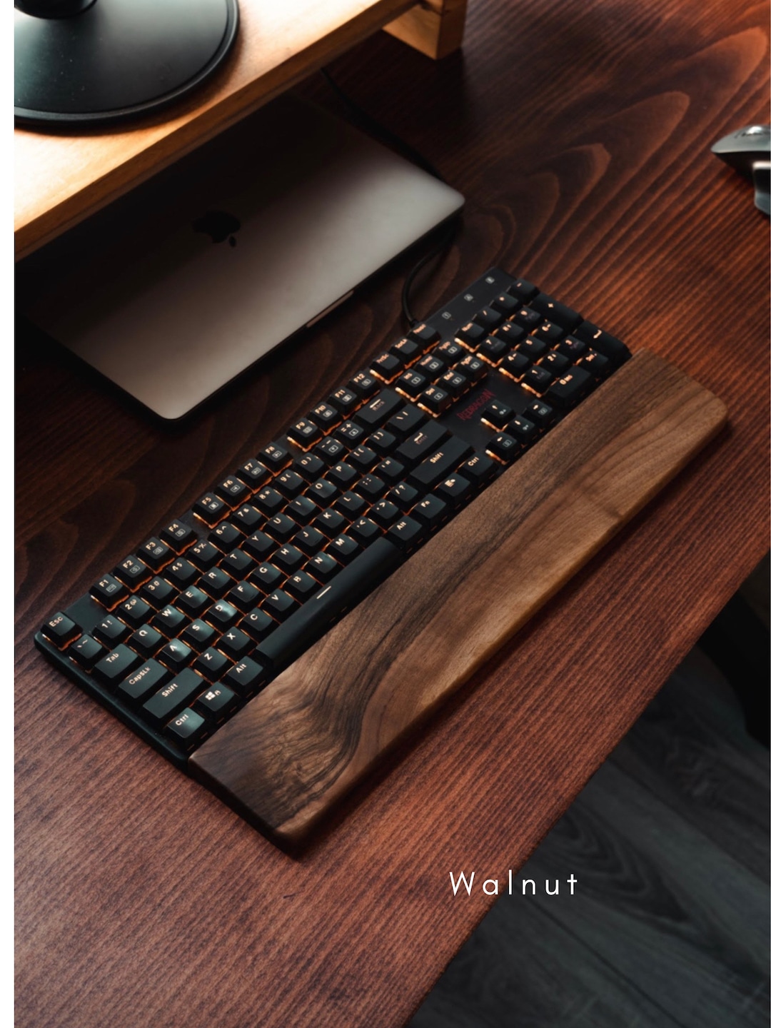 Walnut Wrist Rest for Mechanical Keyboards Handmade Wood Support Wrist