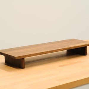 Walnut Monitor Stand for Desktop Setup | Handmade Solid Wood Support desk Shelf