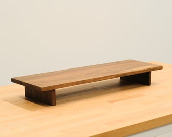 Walnut Monitor Stand for Desktop Setup | Handmade Solid Wood Support desk Shelf