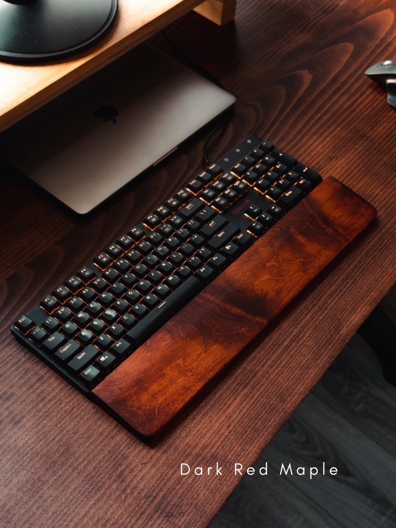 Keyboard Wrist Rest support for Mechanical keyboard Wood keyboard wrist pad Hand rest Keychron Oak Maple Spruce image 8