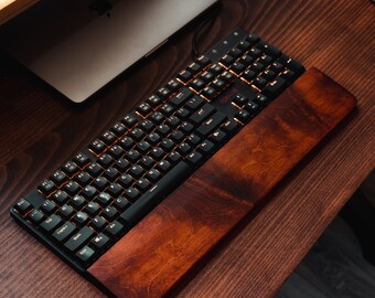 Red Keyboard Wrist Rest support for Mechanical keyboard | Wood keyboard wrist pad | Hand rest | Keychron | Maple | Dark Red