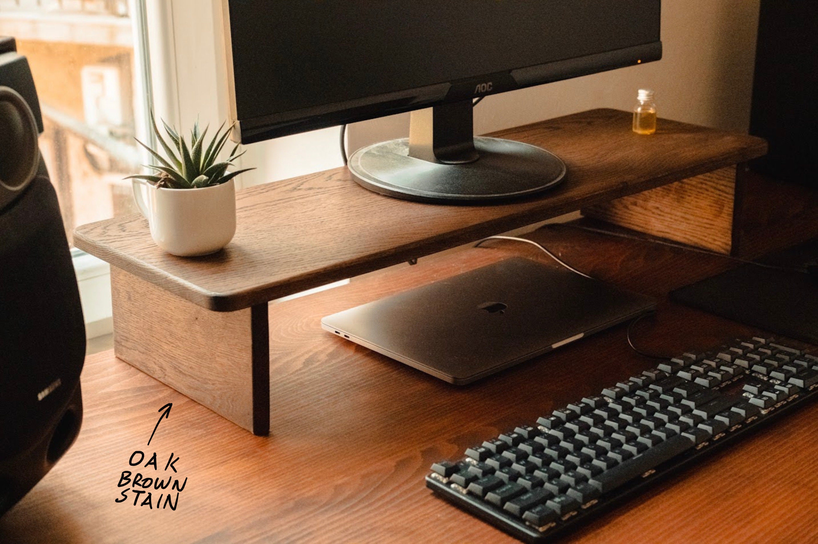 Oak online desk shelf