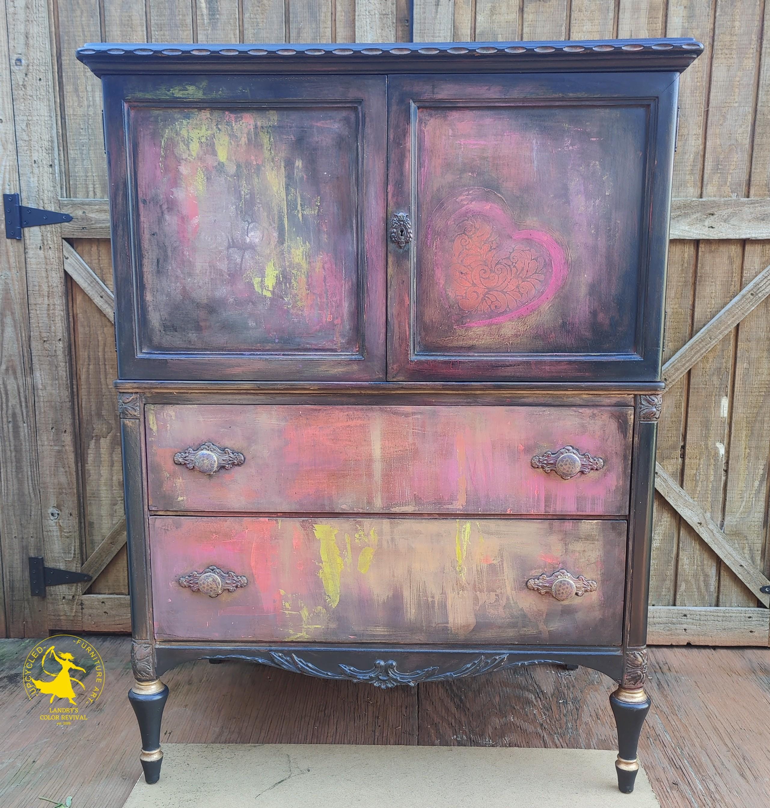 Painted Vintage Cabinet, #functional Art, #vertical Storage, #dresser,  #luxury Furniture #painted Furniture #custom #boutiquefurniture - Etsy, image size:2562x2690