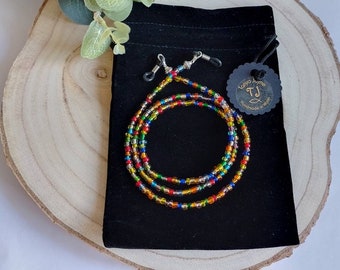 Glasses chain rainbow, beaded glasses chain, multicoloured glasses chain, Christmas gift for women, birthday gift ideas, sunglasses chain