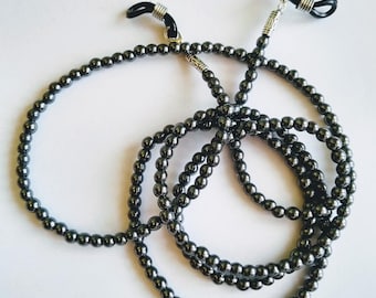 Men's glasses chain, hematite glasses chain, eyeglass chain for men, birthday gift for him, beaded glasses chain, sunglasses chain for men