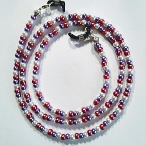 Beaded glasses chain pearl, birthday gift for mum, sunglasses chain, purple glasses chain pink, reading accessories, Christmas gifts for mum