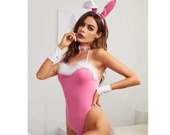 pink playboy bunny bodysuit