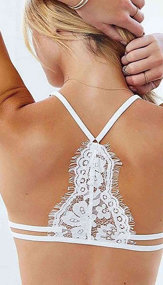 Lulu's Fancy Elegant Lace Bra, Sexy Back Detail, Sexy White Lace Bra ,  Erotic Lace Top, Sexy Lingerie, Fantasy Underwear -  Denmark
