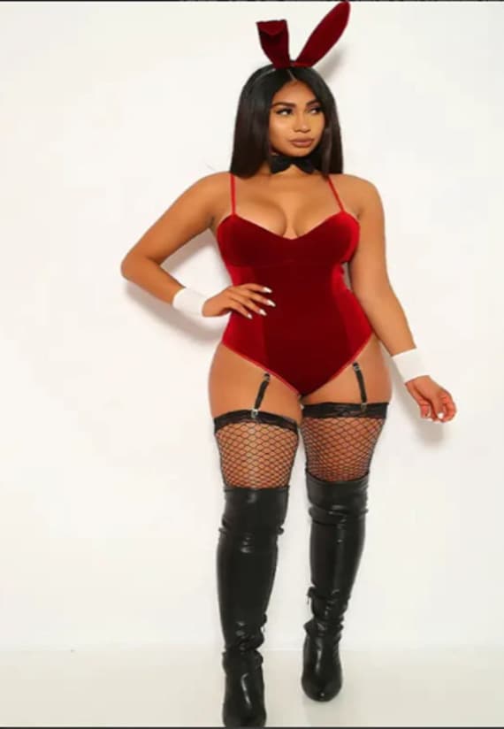 Lulu's Bunny Costume Red Body Suit With - Etsy