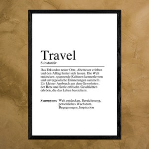Définition de VOYAGE - Affiche numérique, expédition instantanée - pour les explorateurs du monde - Travel Wanderlust Wanderlust - Gift World Trip - Voyage