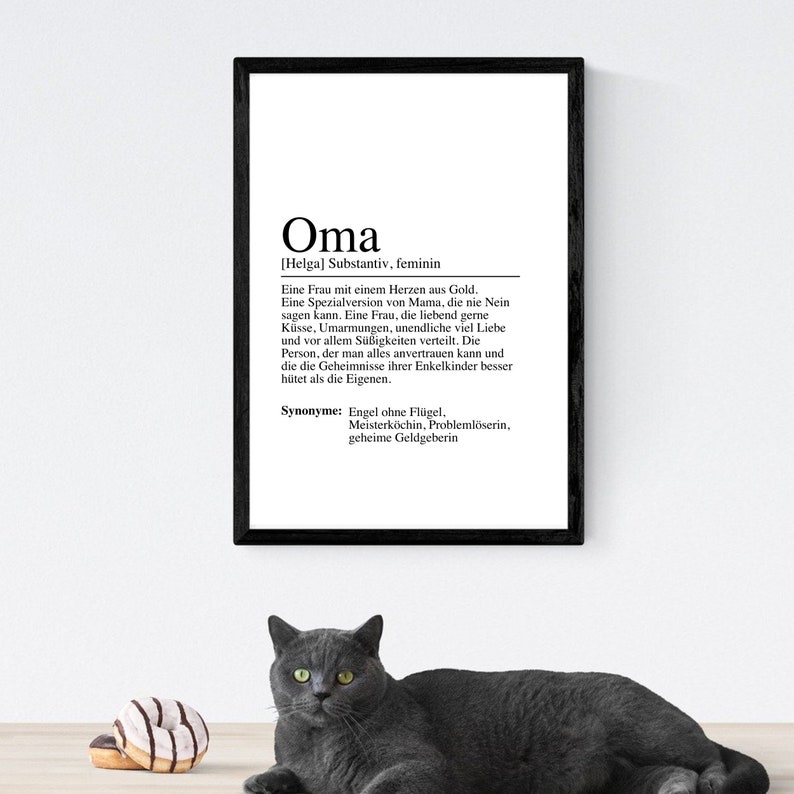 OMA Definition Poster Bild DIN A4 Geschenk Geburtstag Enkelkinder Omi Schwangerschaft Verkündung Bild 2