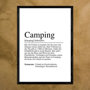 CAMPING Definition - Deko - DIN A4 A5 oder Digital - Geschenk für Camper - Wohnwagen - Wohnmobil
