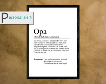 OPA Definition Poster Bild DIN A4 - Geschenk - Geburtstag - Enkelkinder - Opi - Schwangerschaft Verkündung - Geschenk Großeltern