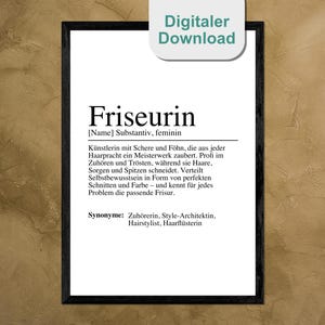 HAIRDRESSER Definition Poster Image Digital Download - Gift - Decoration Hair Salon - Hairdresser - Hairstylist
