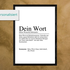 Personalized definition as a poster or digital – Individual gift with your desired word – Typography wall decoration to design yourself