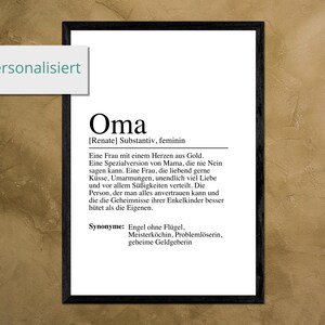 OMA Definition Poster Bild DIN A4 - Geschenk - Geburtstag - Enkelkinder - Omi - Schwangerschaft Verkündung