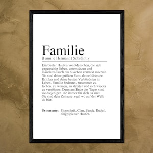 FAMILIE Definition Poster Bild - Digitaler Download als PDF - Digital - Geschenk - Family - Verkündung - Hochzeit - Schwangerschaft