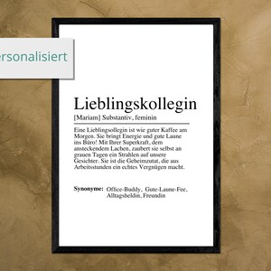 Definition Lieblingskollegin Poster - Digitaler Download - Zeige deiner Kollegin, wie besonders sie ist! Das perfekte Geschenk