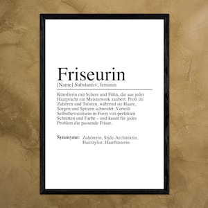 FRISEURIN Definition Poster Bild DIN A4 A5 oder Digital - Geschenk - Deko Friseursalon - Friseur - Hairstylist