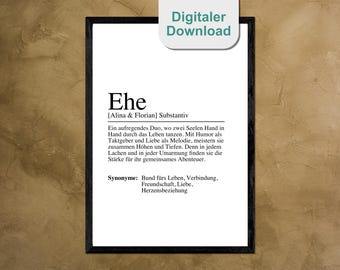 MARRIAGE definition personalized poster image - digital download - gift - family - wedding - married couple - wedding anniversary - love - engagement