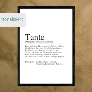 TANTE Definition Poster Bild - DIN A4 A5 oder Digital - Geschenk - Baby - Verkündung - Schwangerschaft