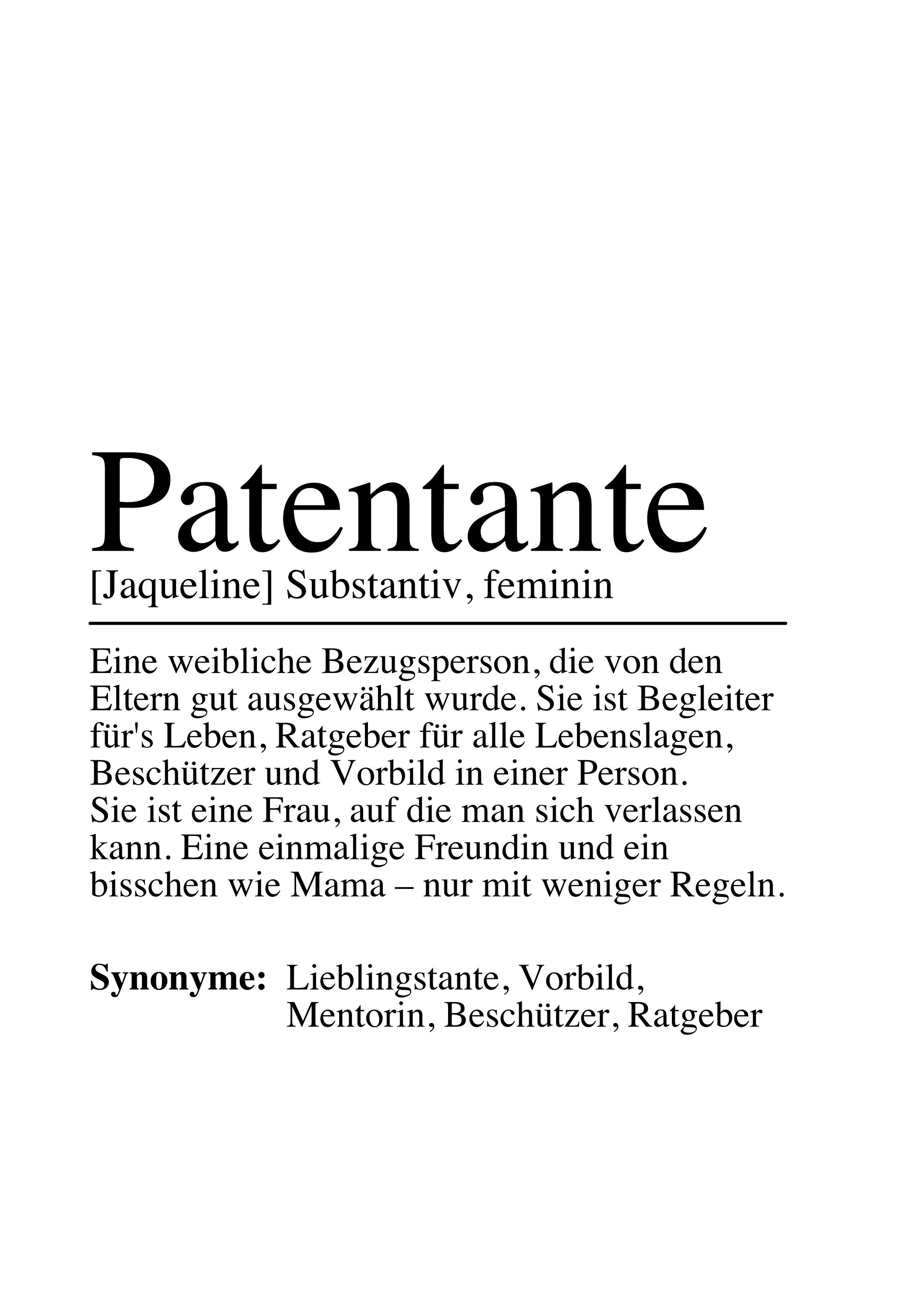 PATENTANTE Definition Poster Bild DIN A4 A5 oder Digital Geschenk Baby