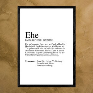EHE Definition personalisiert Poster Bild - Digitaler Download - Geschenk - Family - Hochzeit - Ehepaar - Hochzeitstag - Liebe - Verlobung