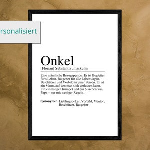 ONKEL Definition Poster Bild DIN A4 A5 oder Digital - Geschenk - Baby - Verkündung - Schwangerschaft