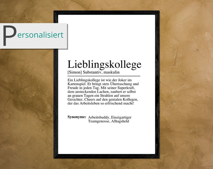 Worterklärung Poster Lieblingskollegin Spruch Geschenk für Kollegin