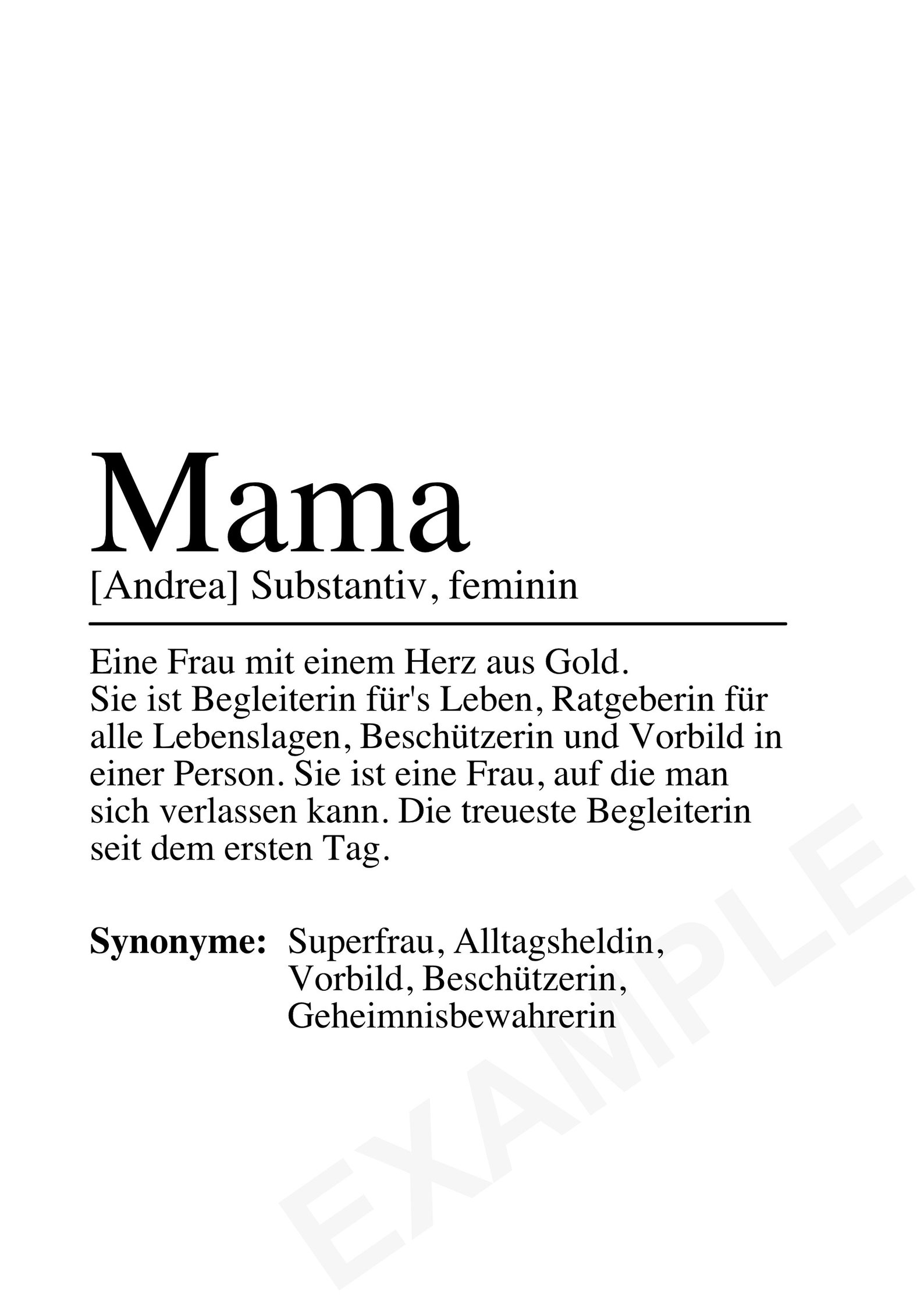 MAMA Definition Poster Picture DIN A4 Gift Mother's Etsy