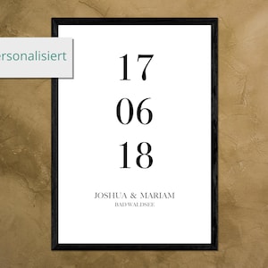 Póster de pareja personalizado - Fecha, nombre y ubicación / DIN A4 A5 o digital / Póster de pareja / Póster de pareja Regalo de aniversario de mudanza de casa