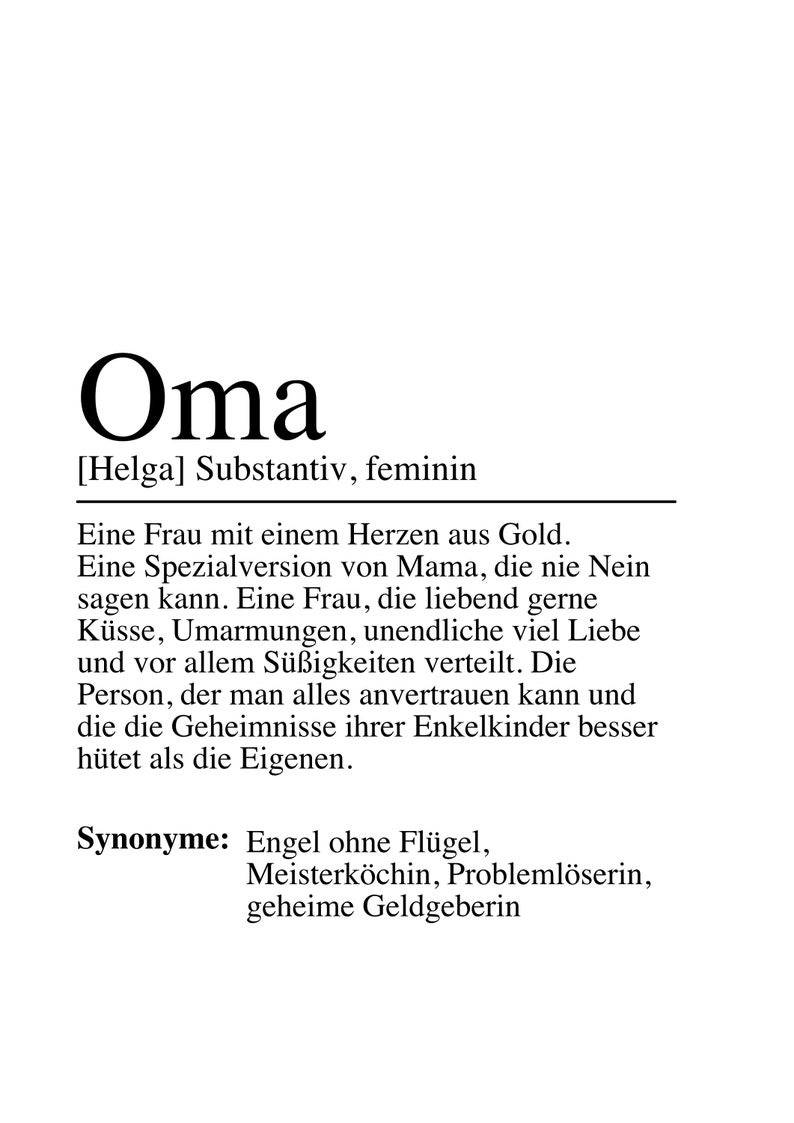 OMA Definition Poster Bild DIN A4 Geschenk Geburtstag Enkelkinder Omi Schwangerschaft Verkündung Bild 3