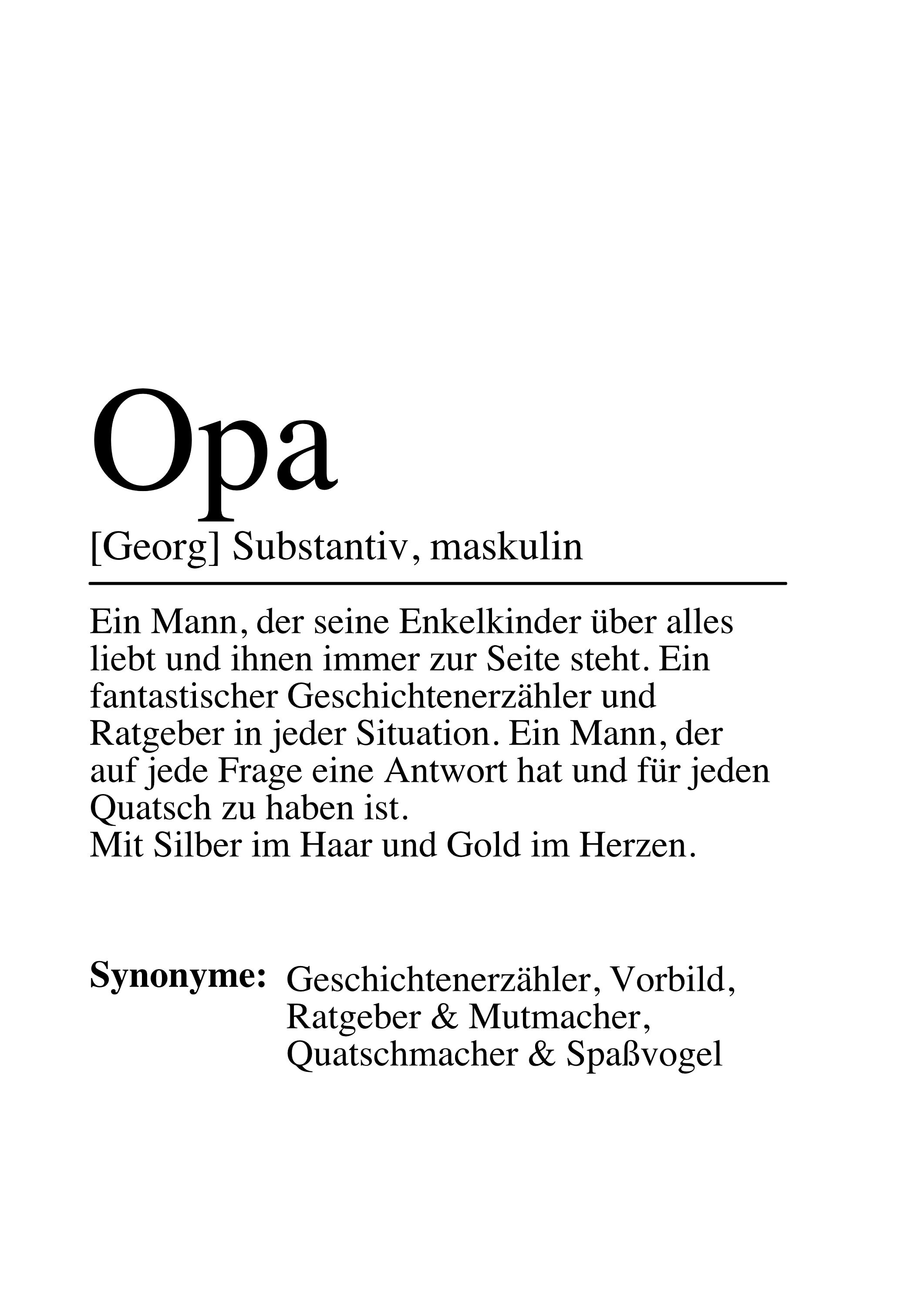 OPA Definition Poster Bild DIN A4 Geschenk Geburtstag | Etsy