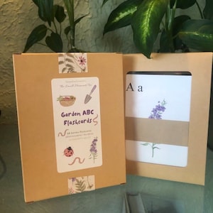 Garden ABC Alphabet Flashcards I Aquarela Garden Alphabet I Cartões de aprendizagem