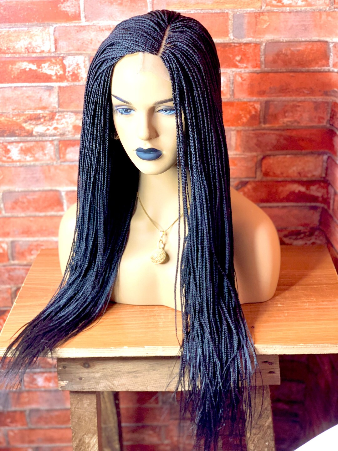 Micro Braids Wig Side Part Wigs for Black Women Closure Wig Etsy