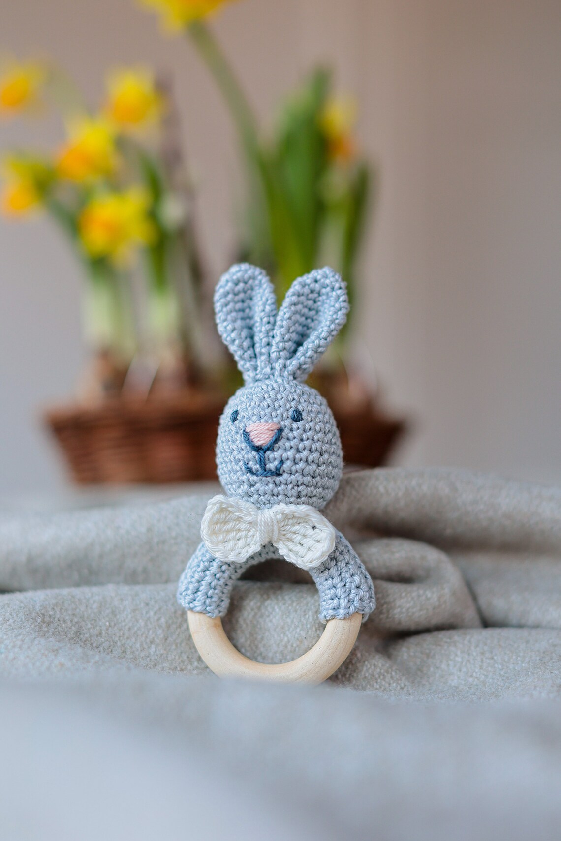 Hare Rattle Light Blue Rattle Rabbit Baby Rattle Baby Toys Etsy