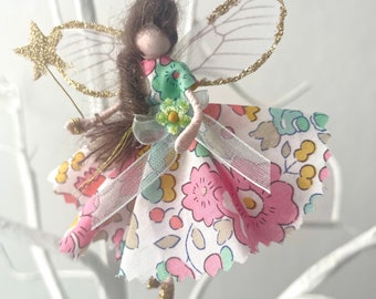 Liberty print/Hanging Fairy Doll Decoration/Gift for Easter/ Fairy Keepsake Gift/Handmade Fairy/ Best Friend Gift/Mothers Day Gift/Fairies