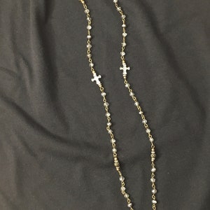 Cross necklace, rosary style necklace, Crystal crosses necklace, long chain with cross,  24 inch length cross necklace, Christian gift