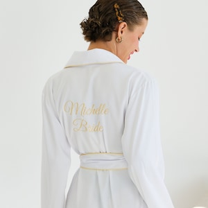 Bride Robe, Bride Dressing Gown, Personalized Bridal Robe Bridesmaid Robe Set White Robe Satin Silk Robe Long Robes Getting Ready Party Robe image 3