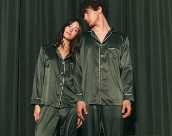 Passender Weihnachtsschlafanzug, Weihnachtsschlafanzug, Paarschlafanzug, Weihnachtsschlafanzug, Familienschlafanzug, Weihnachtsschlafanzug, Weihnachtsschlafanzug, Herrenschlafanzug, Seidensatin Lang