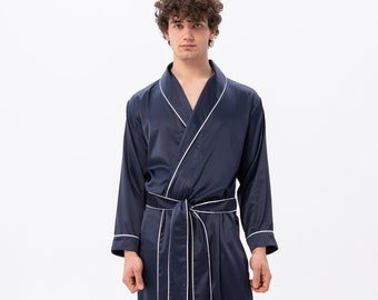 Vestaglia da uomo personalizzata, regalo per lui, vestaglia da uomo personalizzata, vestaglia di seta, vestaglia di raso, vestaglia leggera da uomo, lunga firmata