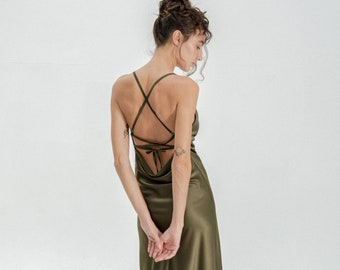 Prom Dress, Silk Dress, Openback Dress, Cowl Neck Dress, Long Dress, Maxi Dress, Cocktail Dress, Summer Dress Evening Dress Backless Dress