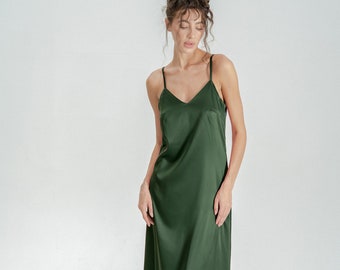 Camisón de seda, vestido lencero de seda, vestido de seda, vestido lencero de satén, lencero largo de seda, camisón de satén, camisón chemise, vestido de verano camisón,