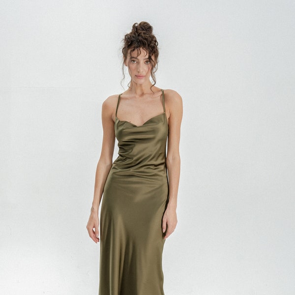 Prom Dress, Openback Dress, Silk Dress, Cowl Neck Dress, Maxi Dress, Long Dress, Cocktail Dress, Evening Dress Backless Dress Summer Dress