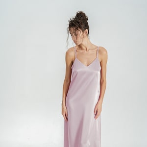 Silk Nightgown, Silk Slip Dress, Silk Dress, Satin Slip Dress, Long Silk Slip, Satin Nightgown, Chemise Nightdress, Nightie Summer Dress, Blush Pink