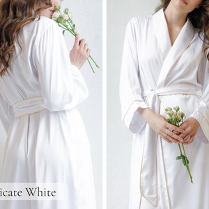 Bridal Dressing Gown White Robe Long Robe, Bridesmaid Robes Set Silk Dressing Gown Silk Satin Robe Gift Women Wedding Bride Kimono Robe