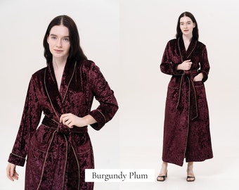 Women's Bathrobe, Velvet Dressing Gown, Christmas Robe, XMAS Dressing Gown, Dressing Gown for Women Silk Velvet Long Robe Long Velvet Robe