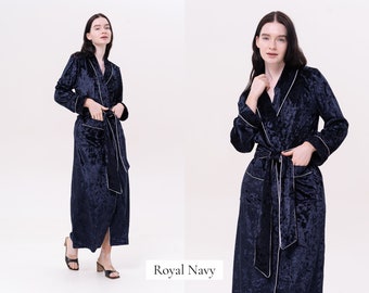 Dressing Gown for Women, Women's Bathrobe, Velvet Dressing Gown, Velvet Robe Bridesmaid Robe Bridal Party Silk Velvet Long Robe Robe for Her
