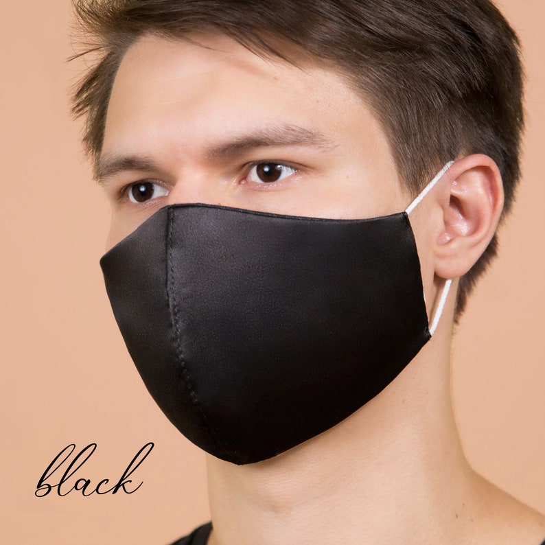 Silk Satin Face Mask With Nose Wire Made in UK / 4 Layer Green Etsy